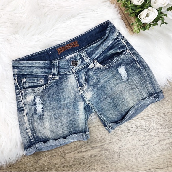 Free Culture Pants - 🔥5 for 30 Free Culture Distressed Blue Shorts